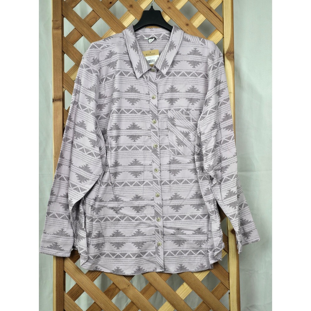 Eddie Bauer Field Flex Flannel Women 3X Violet Aztec Geometric - New
